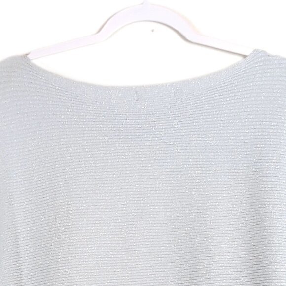 Greige Pullover Sweater Womens 1X Silver Metallic Dolman Sleeve Ribbed Lagenlook - Picture 6 of 6